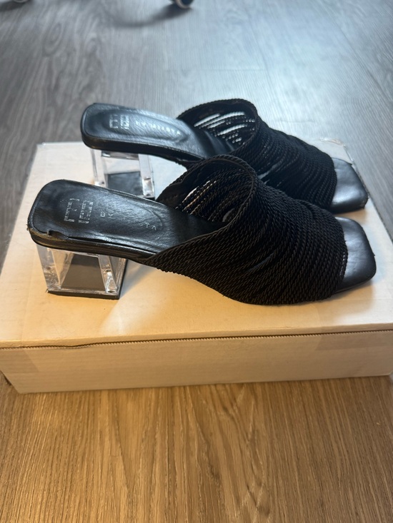 Miista Shoes - E8 by Miista Black Lucite Heel Rope Woven Mules